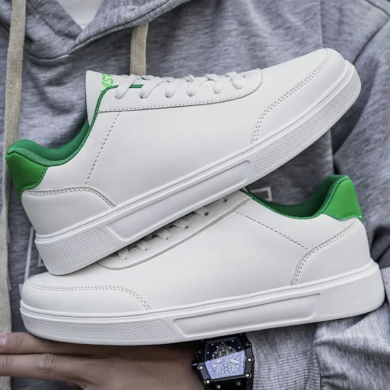 

Fashion leather men white sneakers breathable comfort classic casual shoes mens outdoor walking shoes couple footwear size 40-46