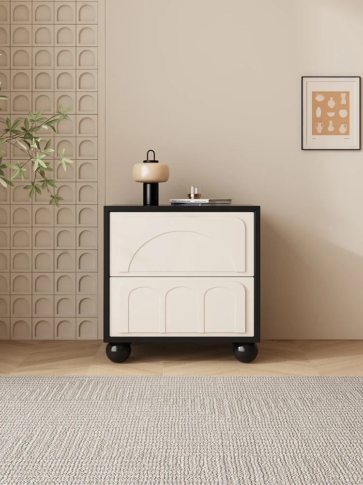 

French Cream Wind Bedside Table Simple Modern Household Bedroom Solid Wood Shelf Creative Small Cabinet