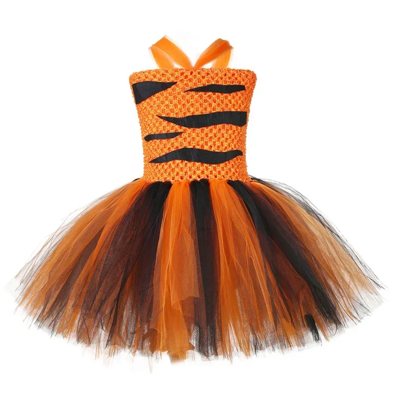 Tiger Tutu Dress Girls Zoo Animal Outfit Halloween Costume For Kids Fancy Clothes Toddlers Baby Girl Birthday Party Dresses MN9