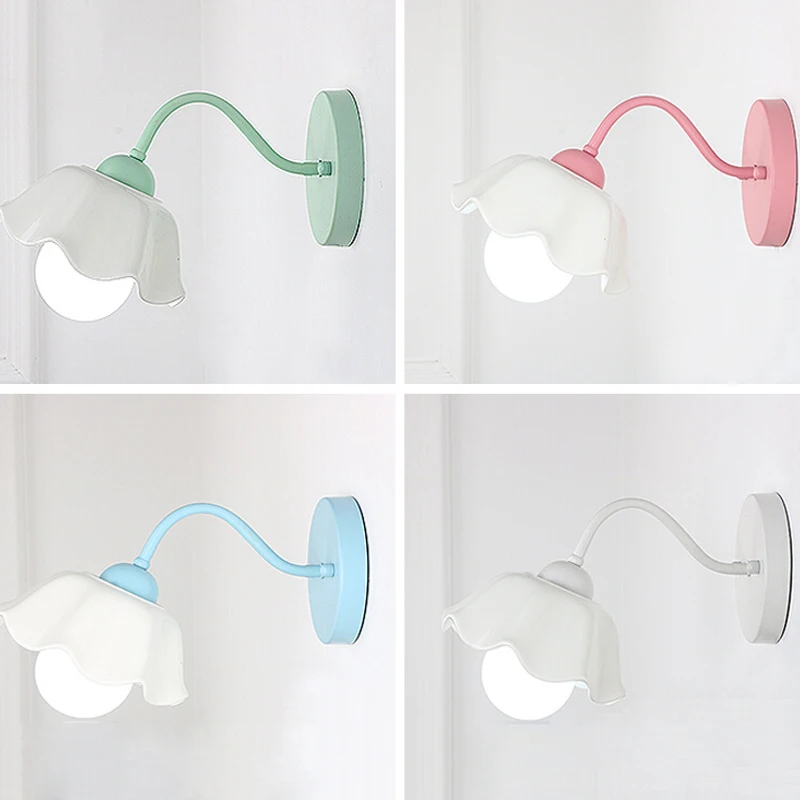 

Flower Wall Light Sconce for Home Loft Girl Bedroom Decor Bedside Wall Lamp Mirror Nordic Modern LED Lighting Fixture Luminarias