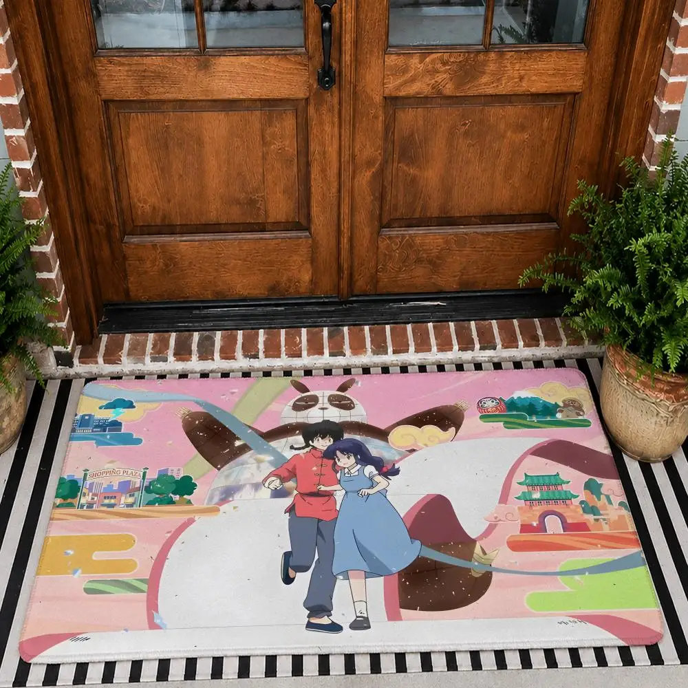 R-Ranma Floor Mat Flannel Rug Non Slip Absorbent Soft Washable For Entryway Hallway Bathroom Kitchen Decor