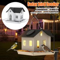 Solar Birds Feeder Weather-proof Outside Hanging House Solar Lantern Metal Birds Feeding Device Outdoor Garden Yard Decoration