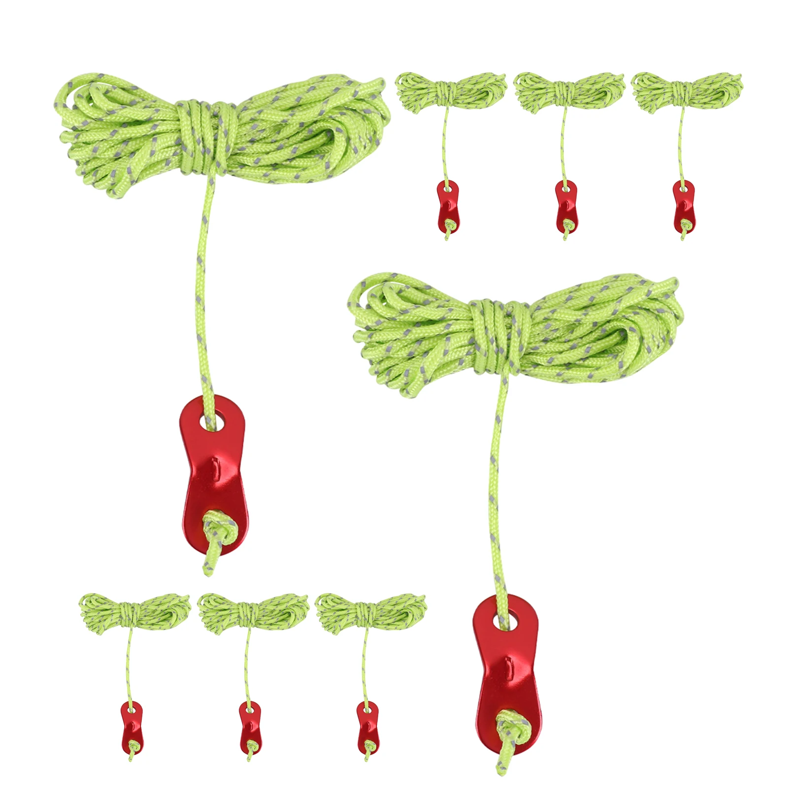 8Pcs Camping Tent Guy Ropes 4M Reflective Nylon Cord Buckle Fast Setup Tie Downs Glow Tent Ropes for Hiking Outdoor Use