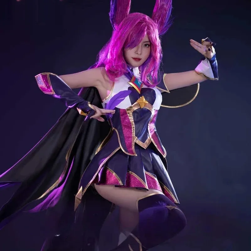 جامعة الأساطير Lol Star Guardian Xayah Cos شعر مستعار عباءة ستار الحرس تأثيري حلي Coser لعبة شخصية أنيمي زي