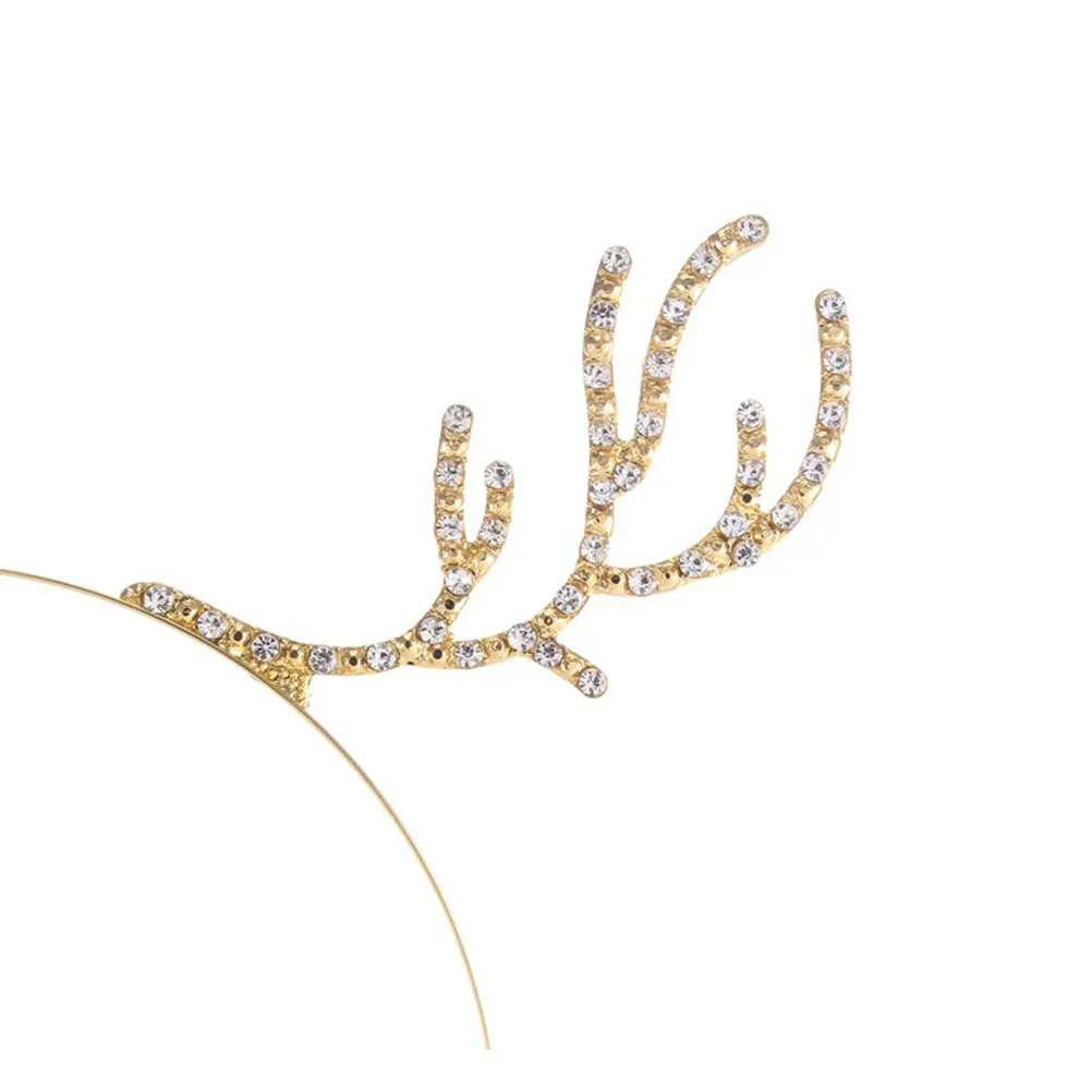 

2Pcs Antler Hair Hoop Alloy Crystal Headband Non-Deforming Lightweight Hair Accessories for Holiday Costume Party