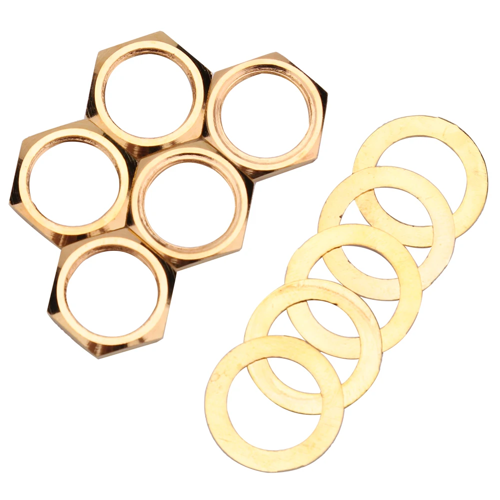 Durable Gaskets  Nuts Skillful Manufacture 9.36mm Guitar Socket Nut Gasket Jack Washer Nuts Set Musical Bass Accessories