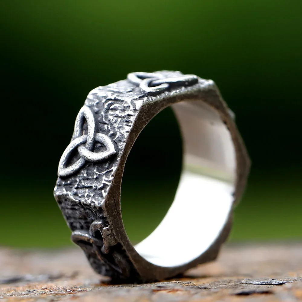 Anneaux nordiques en acier inoxydable évidés pour hommes et femmes, amulette Viking, nœud celtique, bijoux nordiques simples, cadeau vintage, nouveau