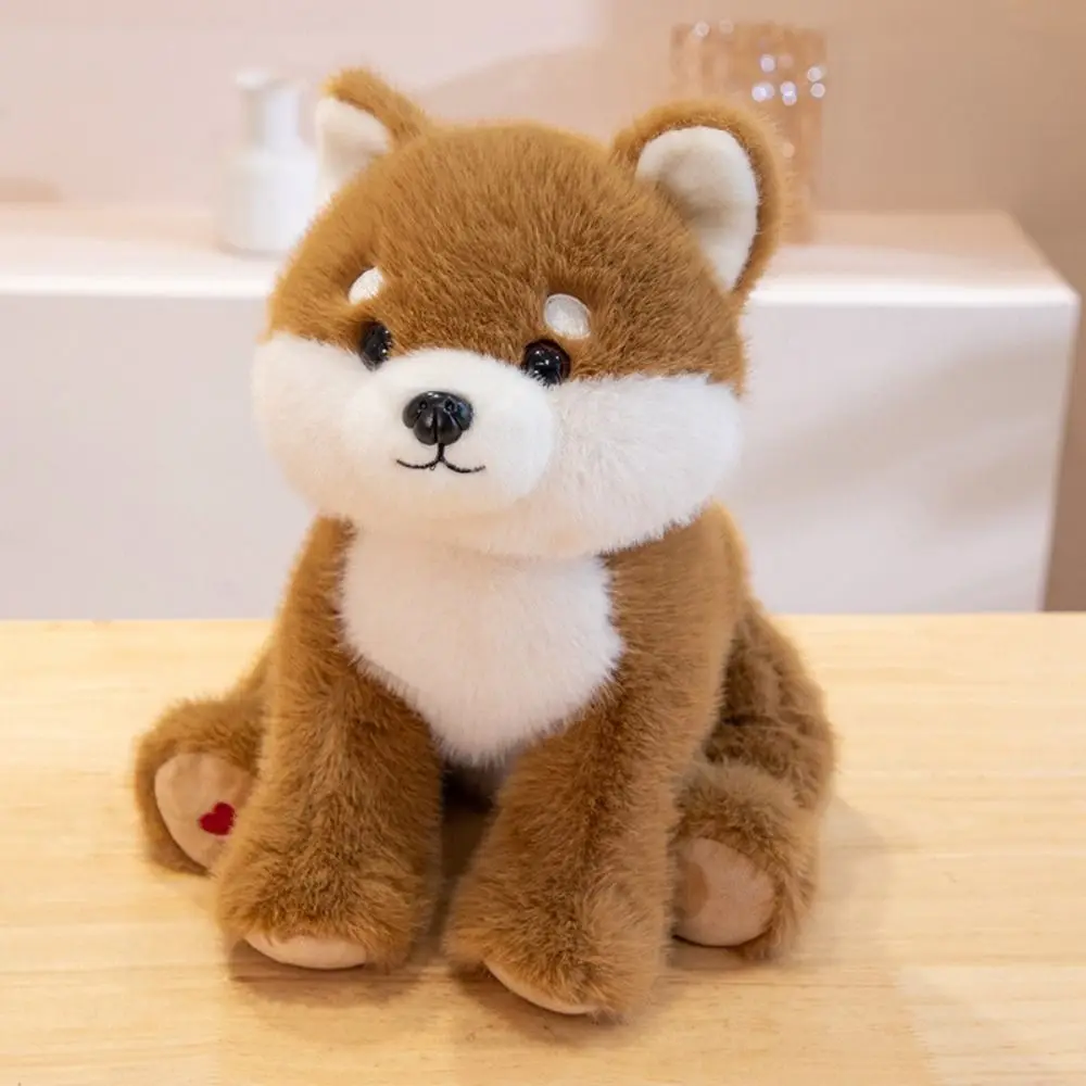 Lying West Highland Plush Toy Stuffed Animals with Chain Simulation Akita Dog Husky Real Life Stuffed Puppy Doll Kids Girls