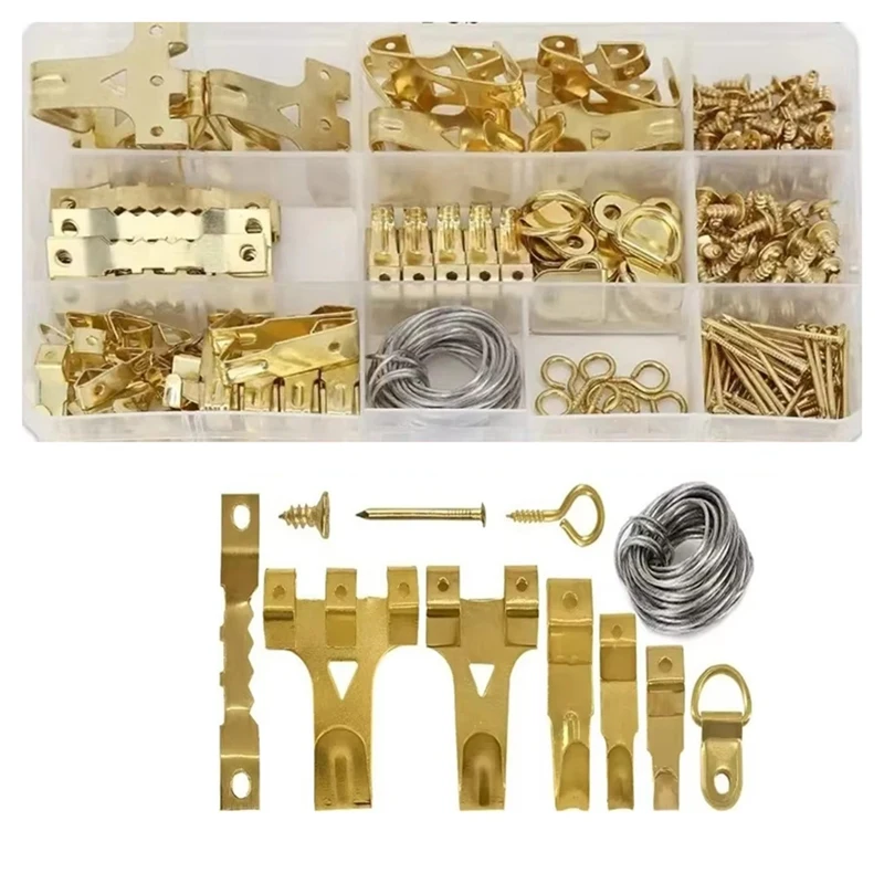 

282Pcs Metal Photo Hook Photo Frame Hanging Mounting Accessories Multi-Purpose Clock Wall Drawing Hanger Kit