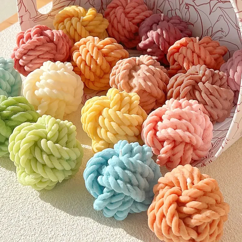 

1PC 3D Yarn Ball Knot Silicone Candle Mold Handmade Soap Cute Aromatherapy Resin Candle Wax Mold Reusable