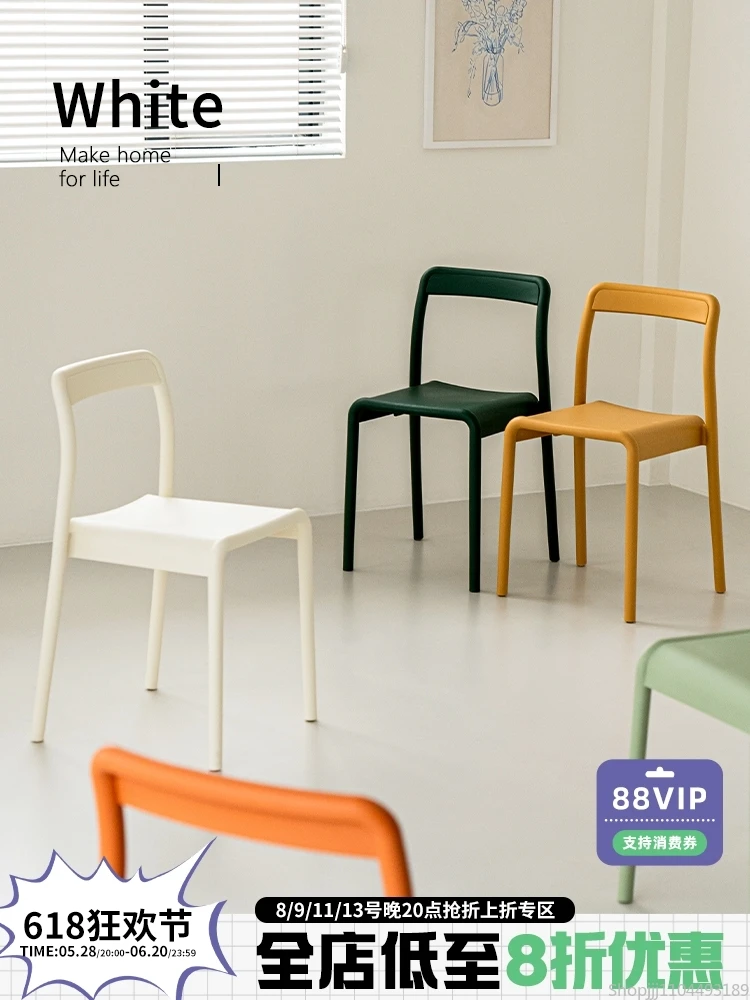 *a forStackable Plastic Dining Chair - Backrest Chair for Home, Bubble Tea Shop & Commercial Use*