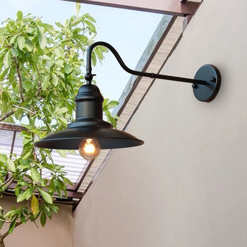 

American Vintage Outdoor Wall Lamp Garden Courtyard Porch Gate Balcony Park Light Bedroom Bedside Cafe Restaurant Wall Light