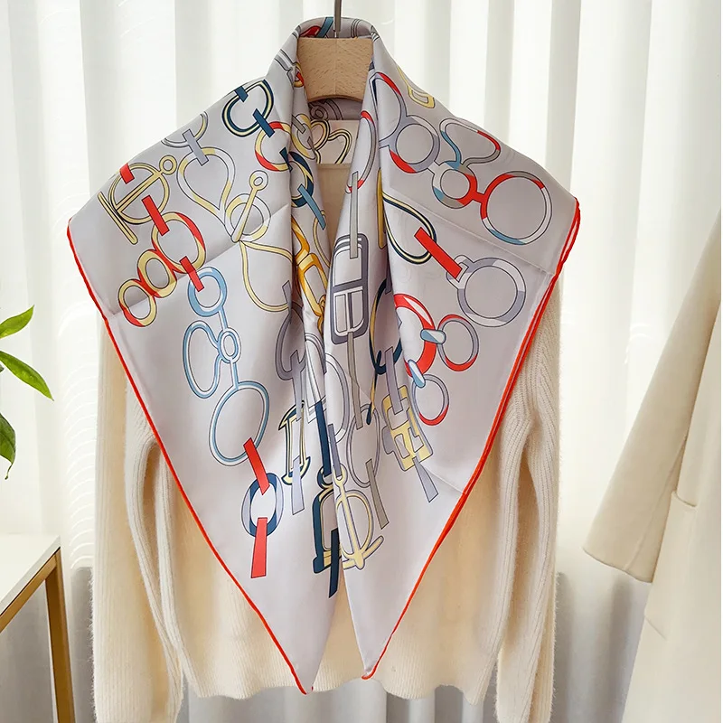 90 Silk Scarf Wraps 100% Silk Neckerchief Shawl 2024 Womens Fashion Bandana Scarf Foulard