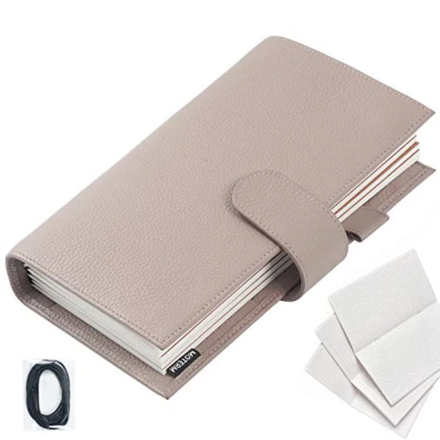 

Companion Traveler's Notebook Cover - Upgraded Design with Back Pocket Size Pebble-Taupe