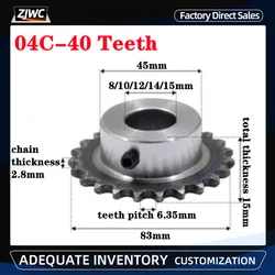 1pc 04C 40T Sprocket 40 Teeth Inner Hole 8/10/12/14/15mm 25H 45# Steel Sprocket Table Wheel Sprockets With Screw Hole M5