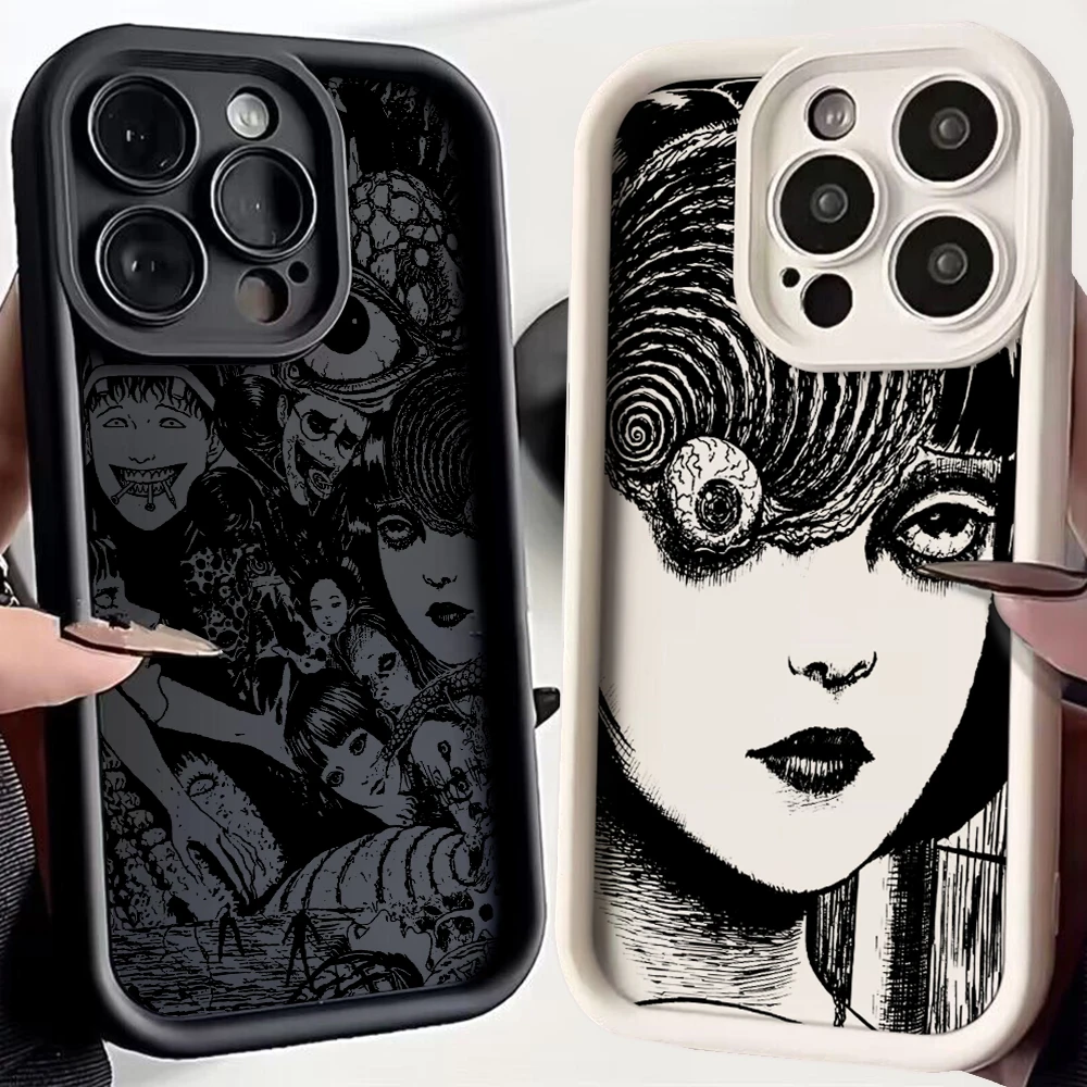 Junji Ito جراب هاتف فاخر لـ iPhone ، غطاء خلفي من القصص المصورة المرعبة ، تبو لينة ، 16 ، 15 ، 14 ، 13 ، 12 ، 11 Pro Max ، Mini ، XR ، XS ، X ، 7 ، 8 زائد