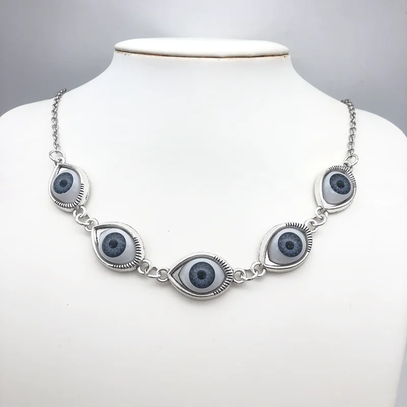 Goth Gothic Kpop Evil Eye Chain Necklace For Man Women Pendant Choker Necklace New Fashion Jewelry Vintage Punk