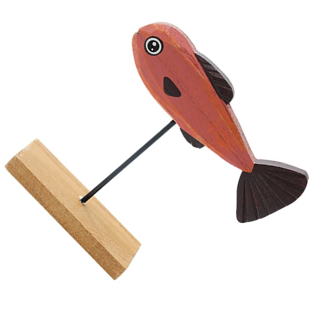 

Wooden Fish Craft Nautical Style Desktop Decor Kids Room Office Home Aquarium Adornment Mini Animal Ornament Simulation