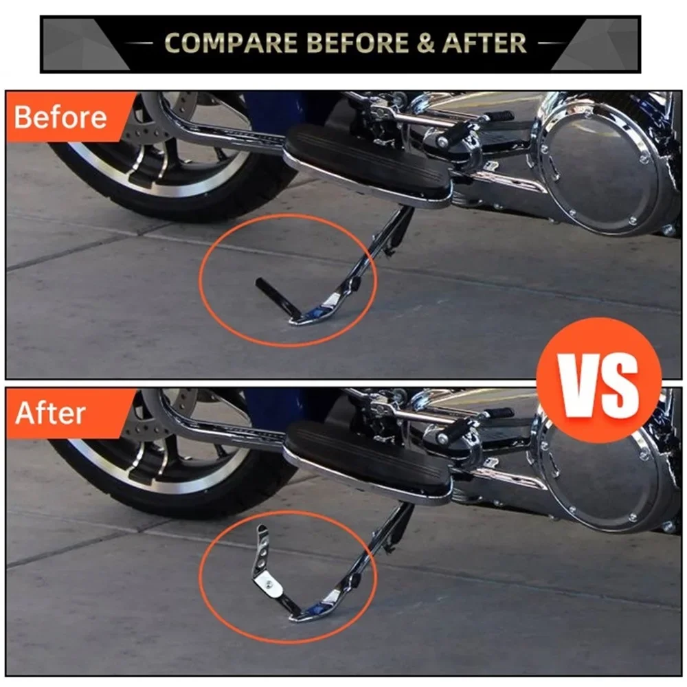 Motorcycle Side Stand Enlarger Plate Foot Extender Kickstand Support For Harley Touring Road King Street Electra Glide 1991-2021 view 3