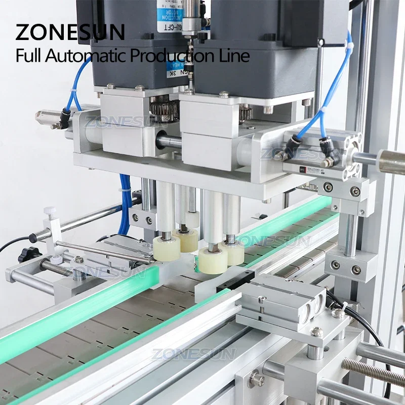 ZONESUN Nail Polish Bottle Filling Cap Pressing Machine Capping Machine Line With Cap Vibratory Feeder Flow Paste ZS-FAL180R7