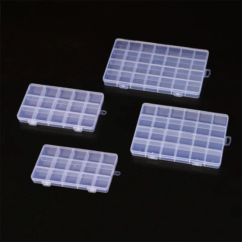 Transparent Fixed With Slot Beaded Anti-string 15-28 Grid Plastic Storage Box Jewelry Classification Parts Division Box