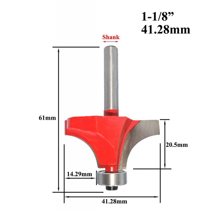 6Mmx25.4Mm-6Mmx41.28Mm Radius Circular Drill Bit 1/4 Roundover Router Bit (Four-Corner Cutting)