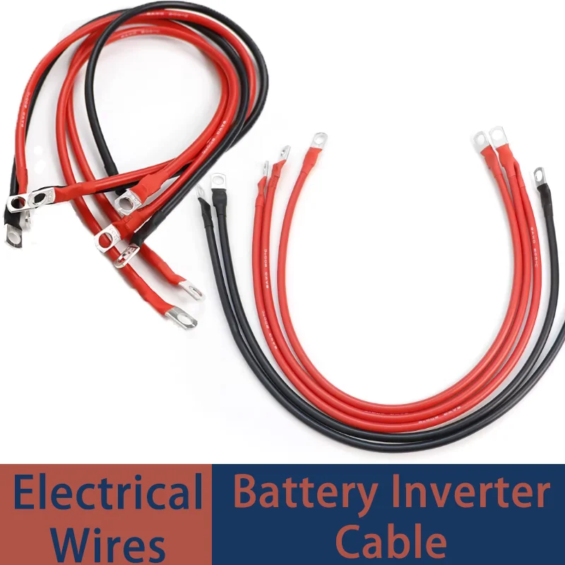 

AWG 8/6/4 Battery Inverter Cable Set Super Soft Silicone Wire with M8 Ring Terminals for Solar RV UPS Car Black Red Wire