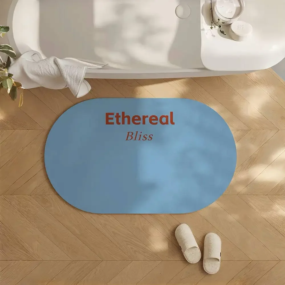 Dopamine Solid Color With Text Diatom Mud Floor Mat Bathroom Door Absorbent Anti Slip Entrance Door Mat