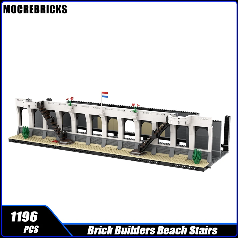 MOC-113598 City Street View Beach Front Basic Building Block Stairs Assembly Model Brick Toy Gift