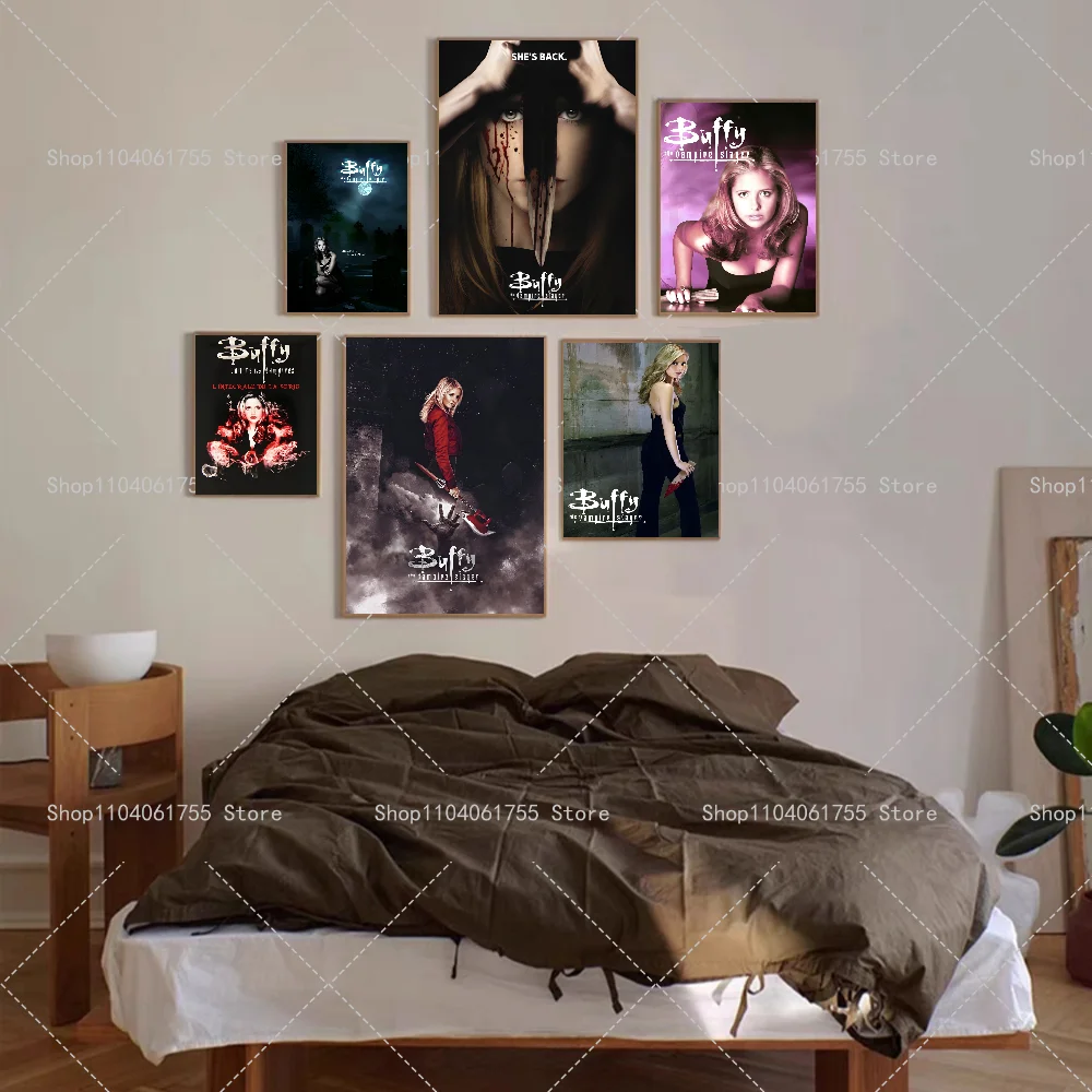 1PC Buffy The Vampire Slayer Classic Movie Poster Self-adhesive Art Waterproof Paper Sticker Coffee House Bar Room Wall Decor