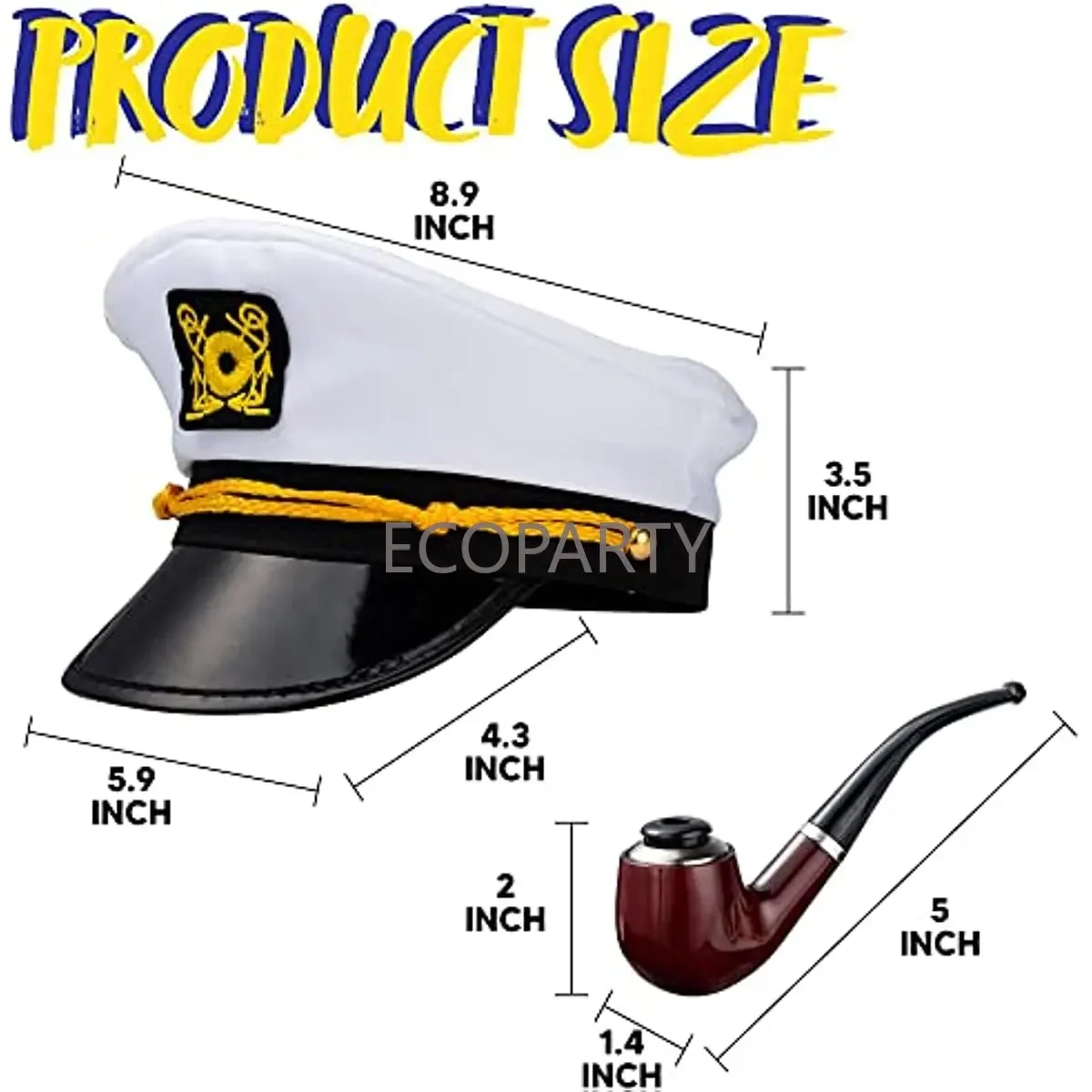 Kapitänshut-Kostümzubehör-Set, Matrosenhut, Bootskapitänshut mit gefälschter Pipel, Meereskappe, marineblaues Kostümzubehör, thematische disfraz