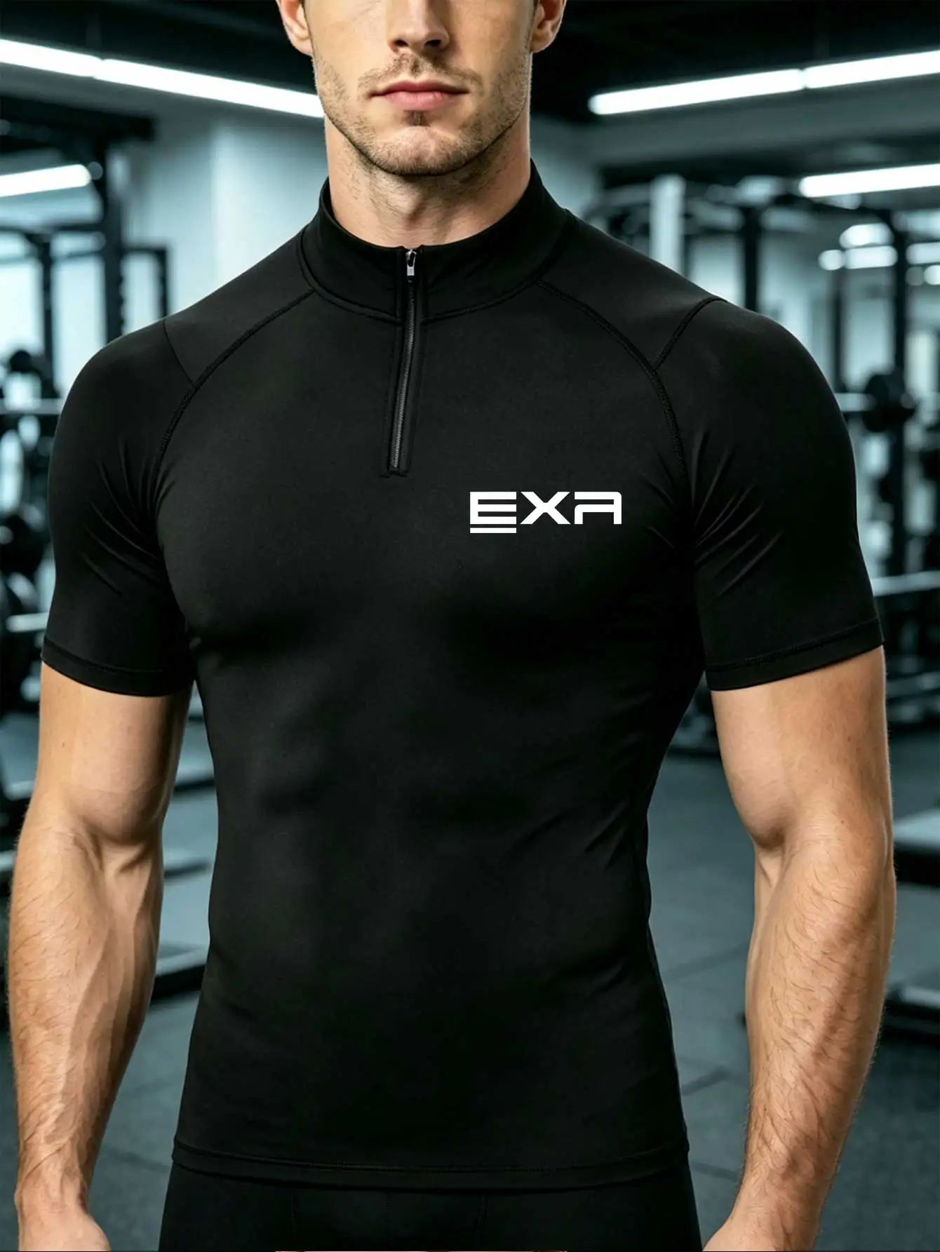 Sports Long-sleeved T-shirt Men Spring And Autumn Fitness Shirt Quick-drying Breathable Stretch Tight Collar Top