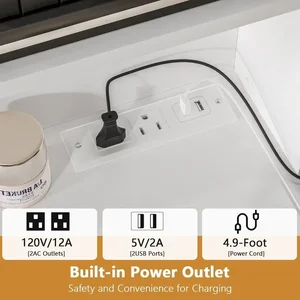 Waschtisch mit LED Mirror Mirror Power Outlet, Waschtisch Make -up mit 8 Schubladen und offenen Regalen, Schlafzimmer Schminktisch 6 Hauptverkaufstabelle zum Nachdenken - №4