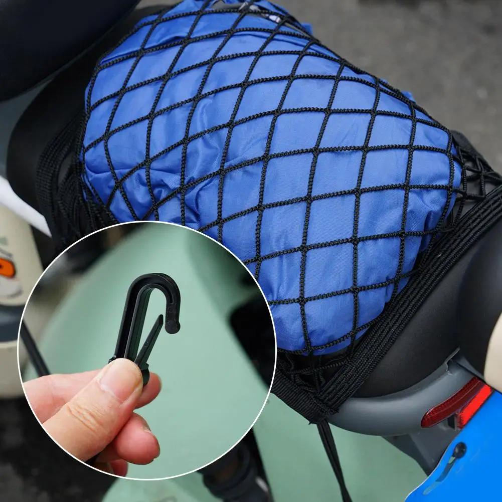 

1pcs Double Layer Motorcycle Net For Helmet Storage High-Elastic Motorcycle Cargo Net Bungee Cargo Net With Hooks Luggage Net