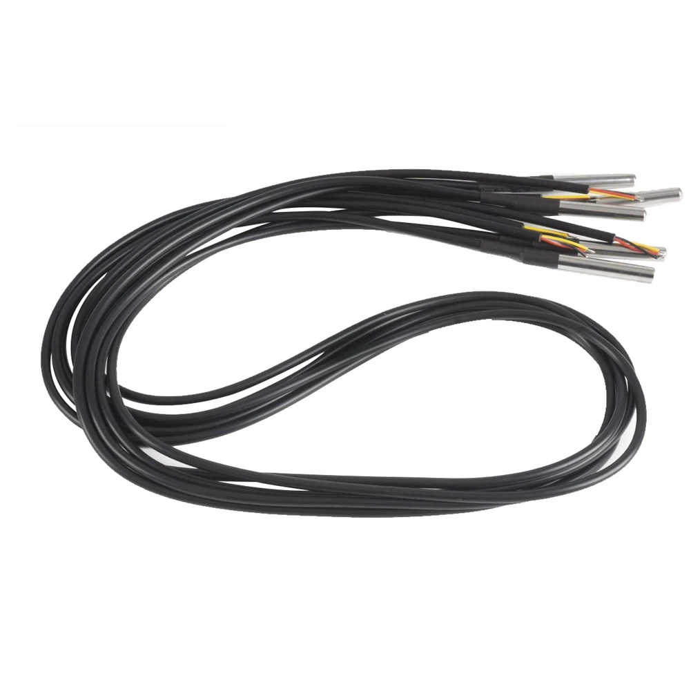 10Pcs Waterproof DS18B20 Temperature Sensor, Digital Temperature Thermal Cable Temperature (-55℃- +125℃) - 1 Meter/3.2Ft