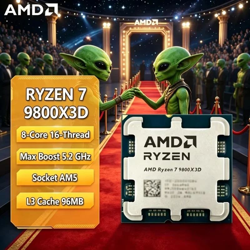 

Heat-controlled Premium AMD R7 9800X3D 8 Core 16 Thread 4.7GHz(5.2GHz) 4nm 96MB L3 AM5 DDR5 120W 2026 High-end Gaming CPU