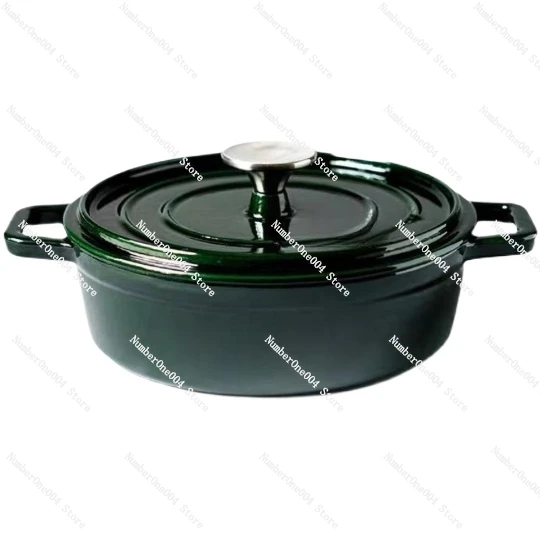 Applicable to Iron Dwarf Pot Household Saucepan Seafood Pot Uncoated Enamel Roast Stew Flat Bottom Non-stick Electric General