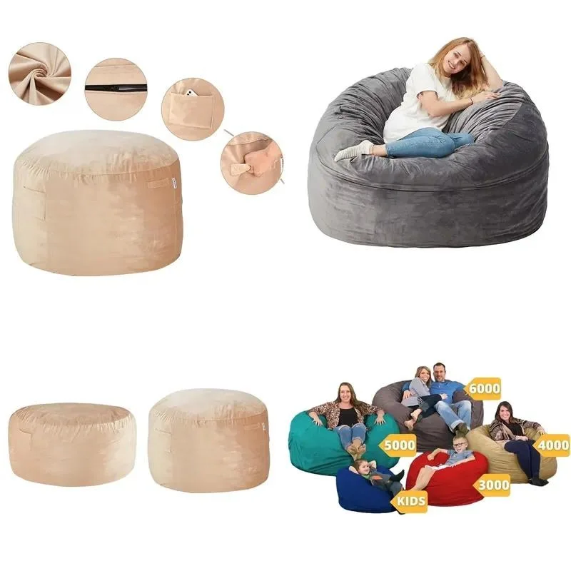 Giant Bean Bag Chair Compressed Foam Sofa Bed Recliner Living Room Home Furniture