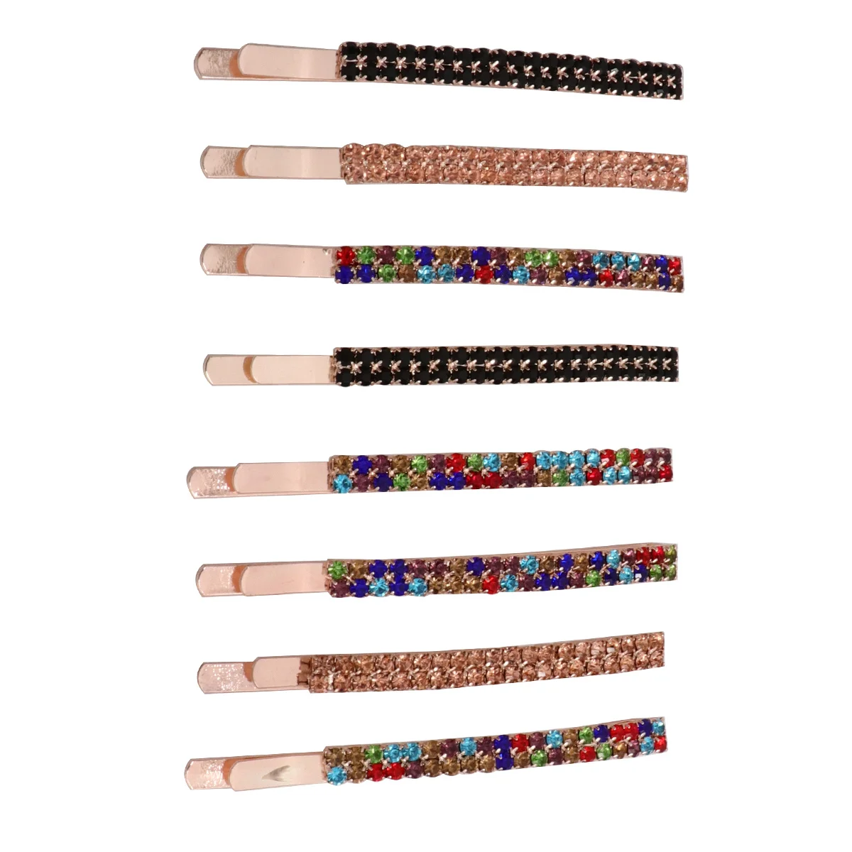 

8Pcs Hair Clip Set Rhinestone Barrettes for Women Mixed Color Shiny Elegant Hair Accessories for Daily Use Party Wedding