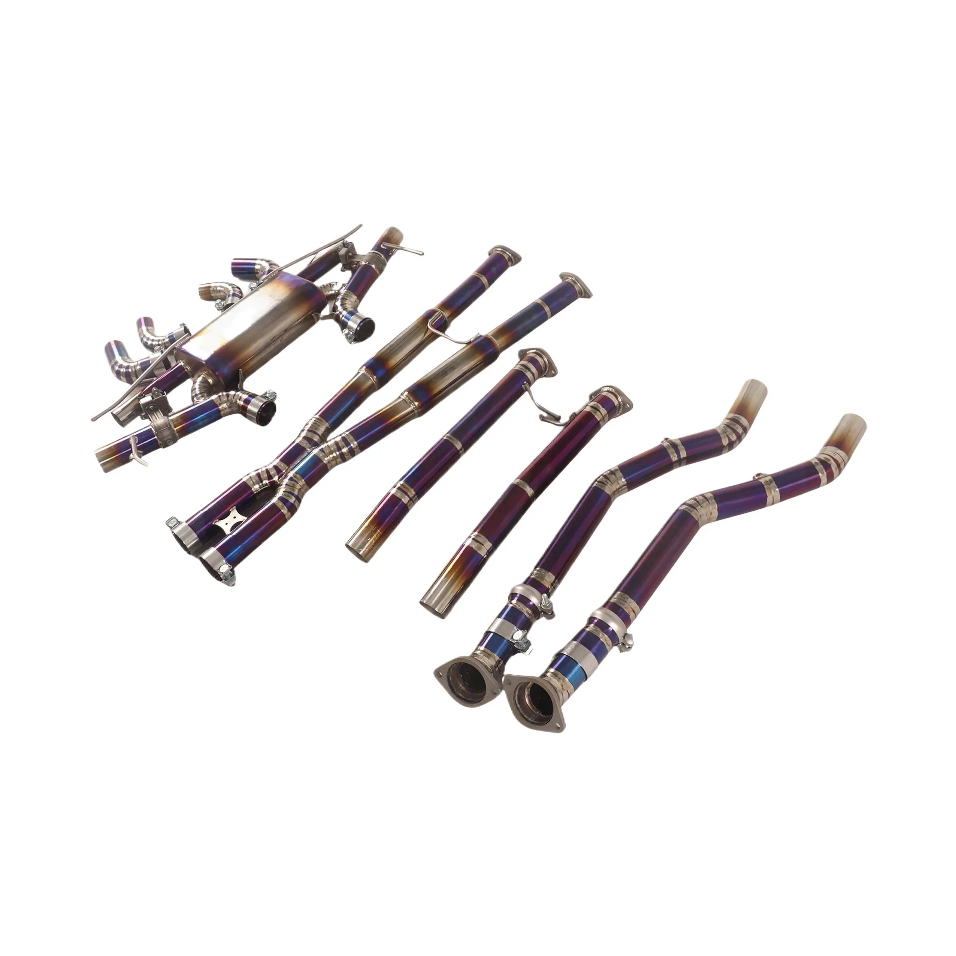 Titanium Alloy Exhaust System Mid-Tail Section Dual-Side Quad-Exit Valves Mirror Polished Finish 1.5mm Thickness for Lexus