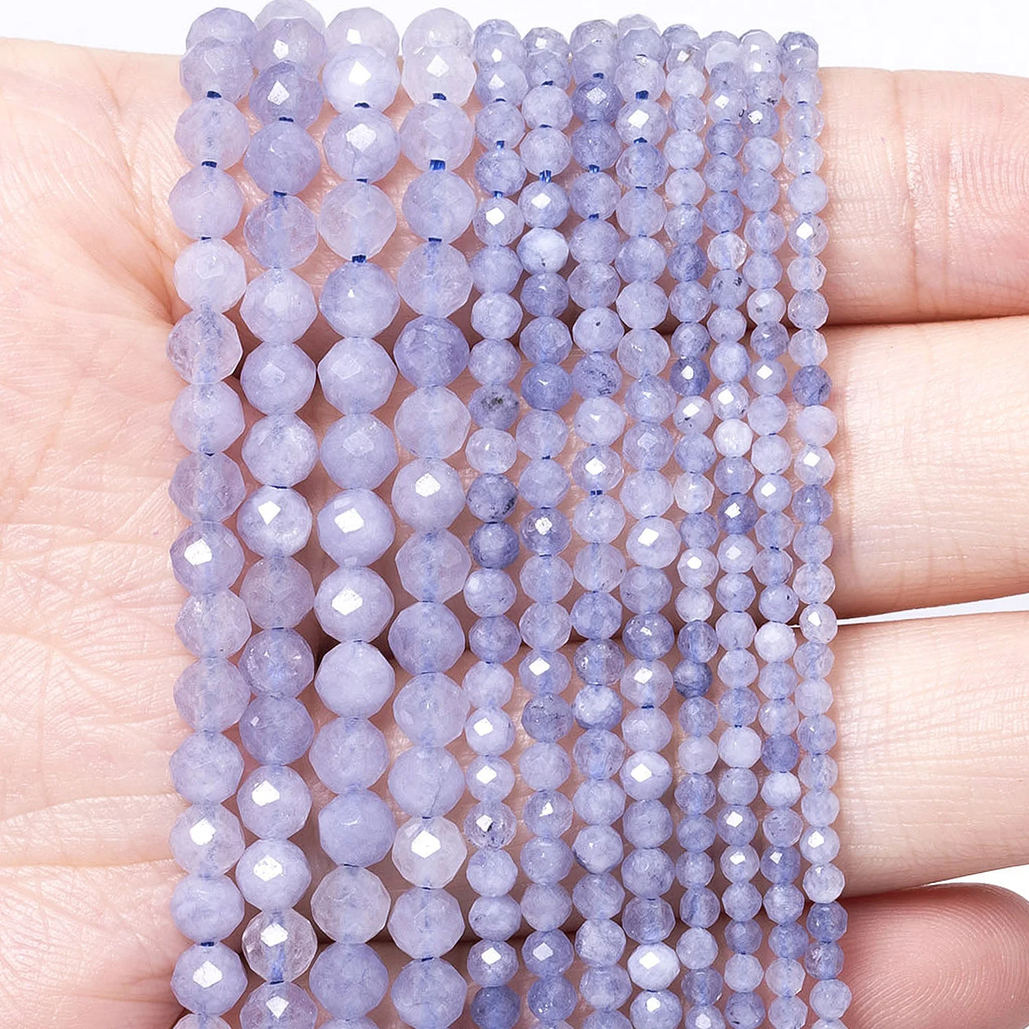 Natural Stone Imitation Tanzanite Loose Beads 2-4mm Faceted Round Loose Beads for Jewelry Making Diy Bracelet Accessories