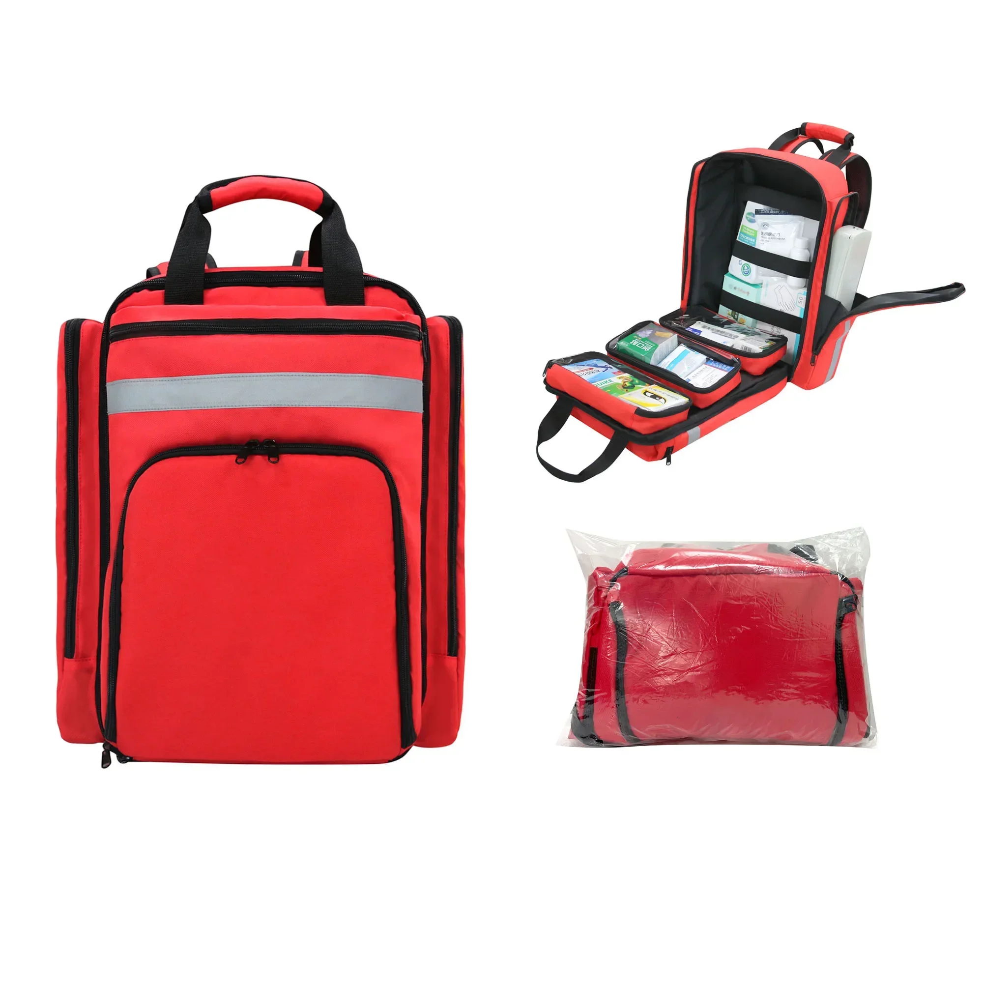 พับ Disaster Relief Bag ชุดปฐมพยาบาลกู้ภัยฉุกเฉินกระเป๋าเป้สะพายหลังขนาดใหญ่ความจุจําแนก Storage Survival Kits Medical Bag