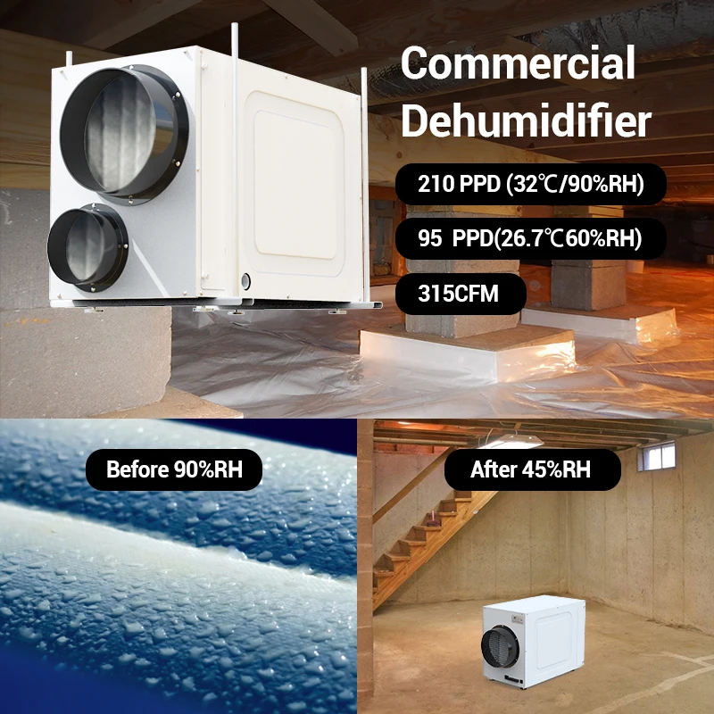 Top sale 95PPD Home Moisture Basement Crawl Space Whole House Commercial Dehumidifier