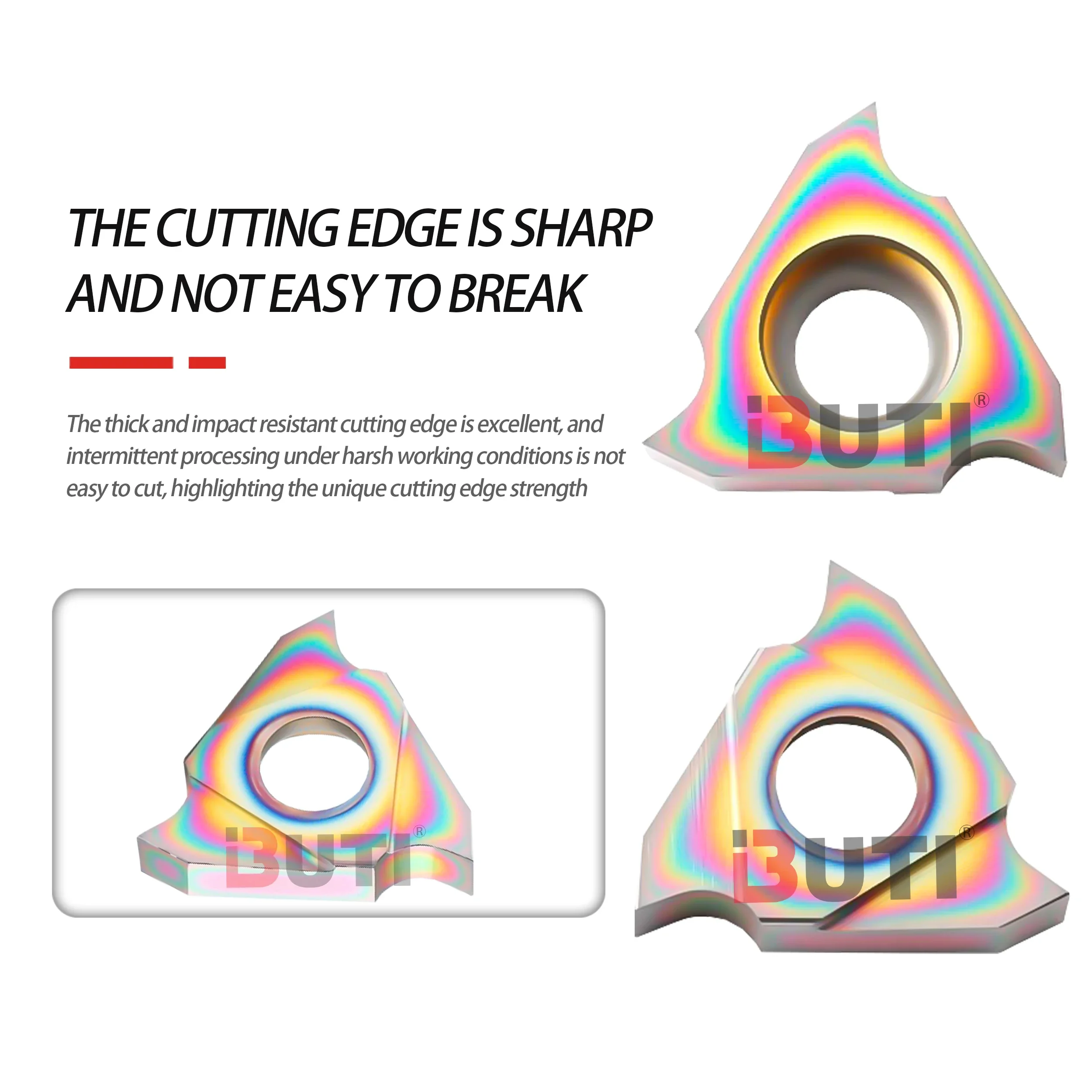 สีสันแนวตั้งตื้น Groove แทรกการ์ดฤดูใบไม้ผลิ Groove ใบมีด TGF32R100 เครื่องกลึง CNC Slotting Inserts ใช้สําหรับเหล็กดับ