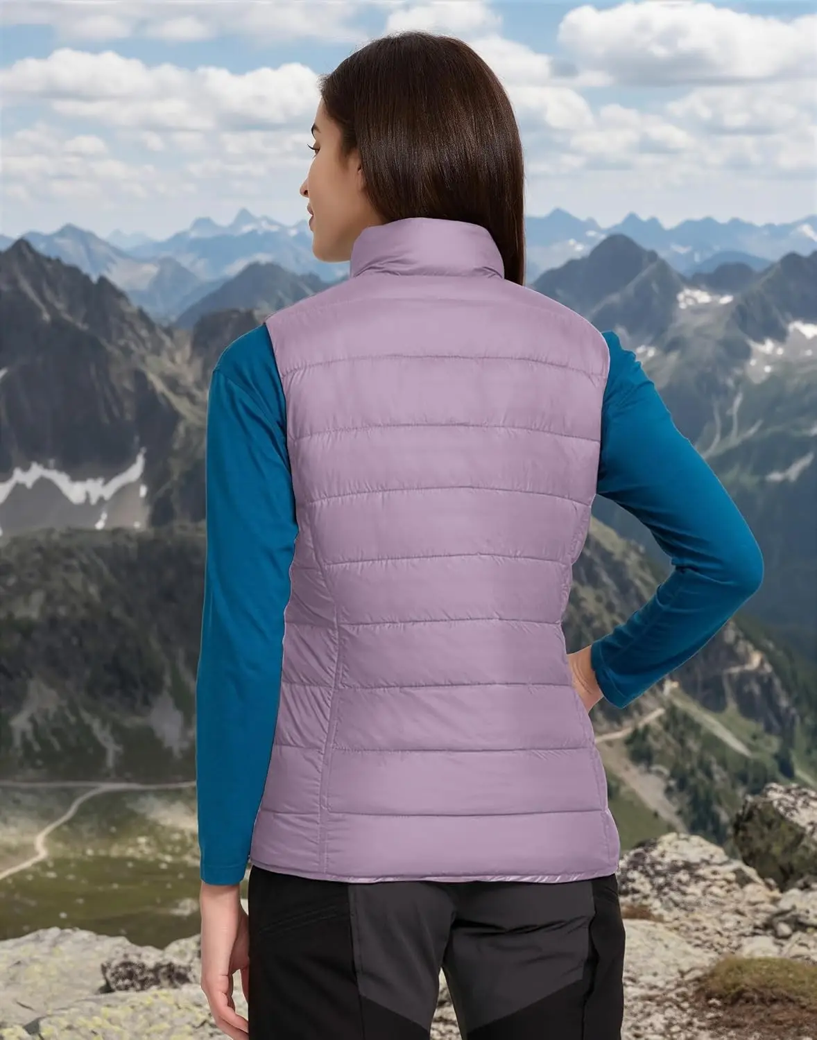 Pioneer Camp Puffer Vest Women Lightweight Packable Sleeveless Bubble Quilted Zip Up Padded Warm Winter Outerwear Puffy Vests