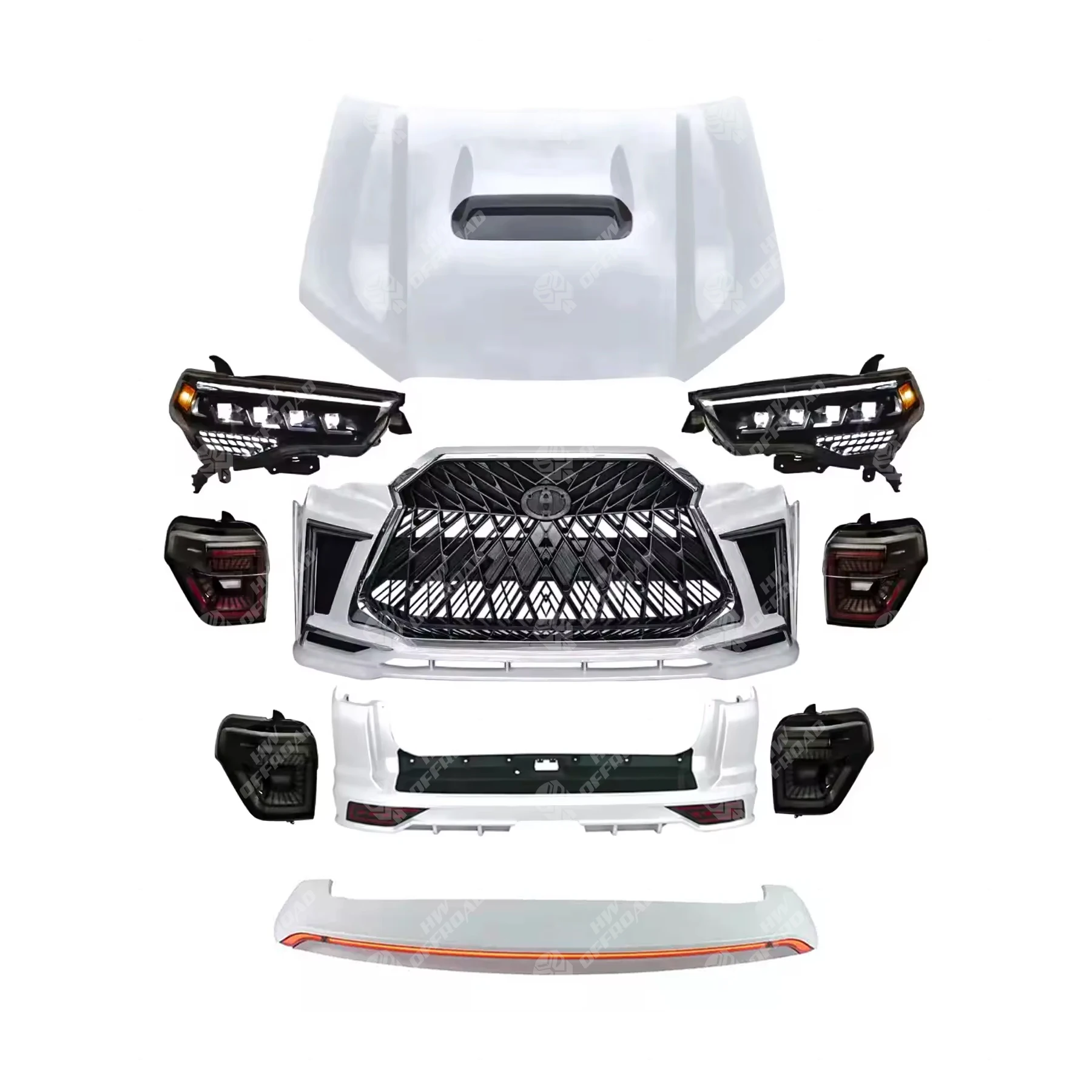 

Upgrade Facelift 4x4 Offroad Bodykit Car Refit for Toyota 4Runner 2010- 2020 Bumper Grille Headlight Taillamp Hood Spoiler