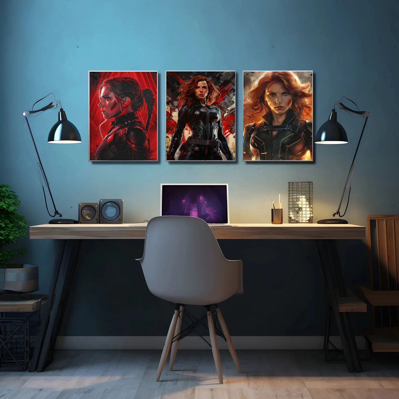 Marvel Black Widow Hawkeye Hanging Scroll Poster Iron Wall Artwork Avengers Canvas Painting Home Decoration Decor Wallpaper Gift