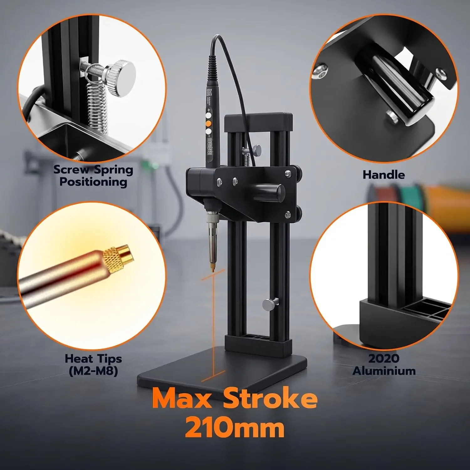 Vertical Heat Set Insert Tool Press for Plastic Parts & 3D Print Components