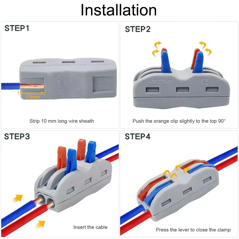 PCT Series Lever Wire Connector Reusable Screwless Push-in Quick Splice Terminal Block Tool-Free Electrical Cable Connector