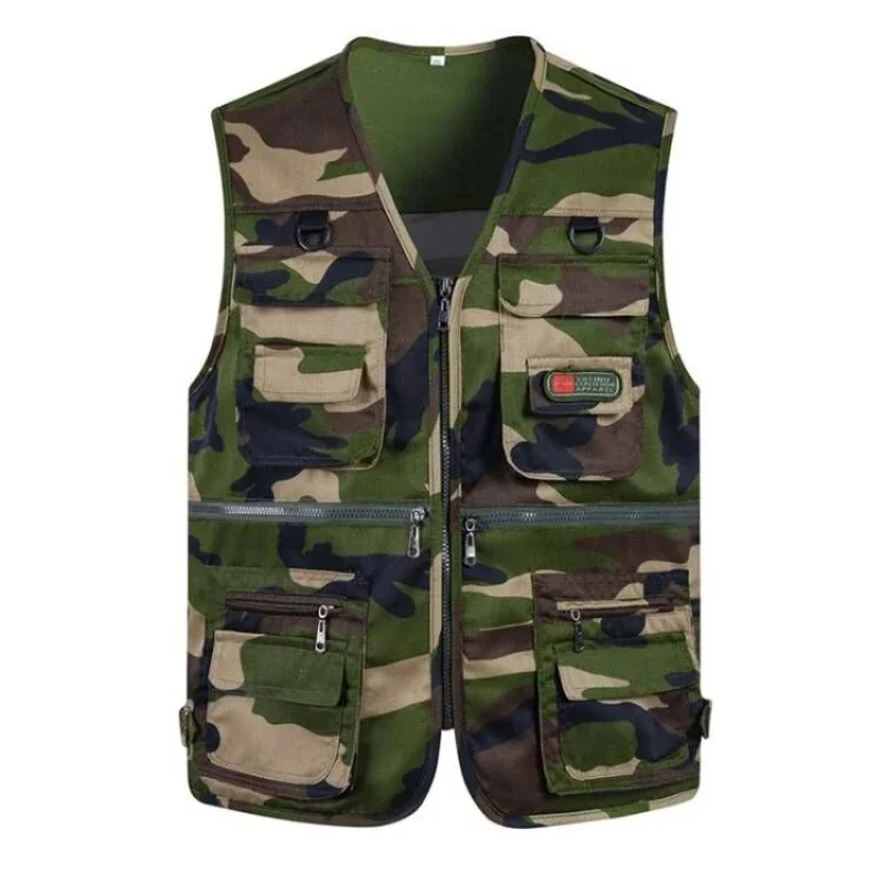 Men Multi-pocket Tactical Vest Spring Autumn Camouflage Cargo Vests Male Outdoor Combat Climbing Hunting Hiking Fishing Tank Top